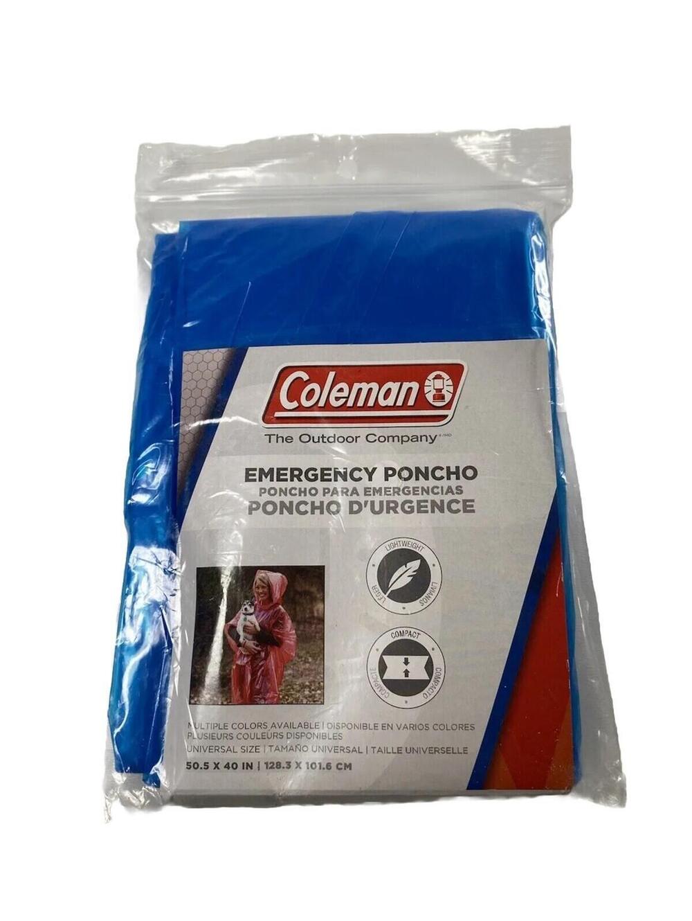 Coleman Emergency Rain Poncho Lightweight Waterproof Hooded New